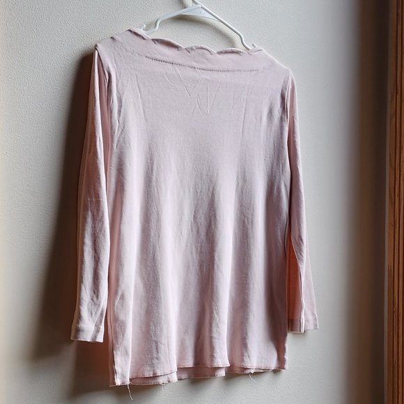 J. Crew Pink Scalloped Neckline Jersey Size Medium - Picture 10 of 14